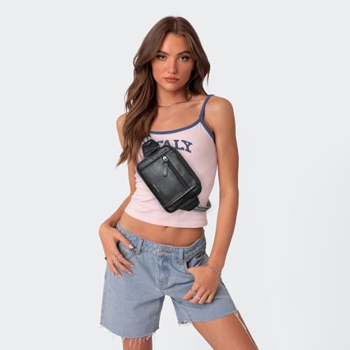 LATMAP 3L TRIPLE ZIP Fanny Packs Belt Bag For Women Men Crossbody Waist Pack Sling Chest Bum Travel Bag Purse Faux Leather Fashion Cute Black - color: Black