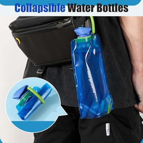 Collapsible Water Bottles for Travel – 22oz Foldable Water Bottle with Carabiner,Leakproof BPA-Free Water Jup, Portable Reusable Water Bottle for Hiking,Sports,Camping,Biking (3)