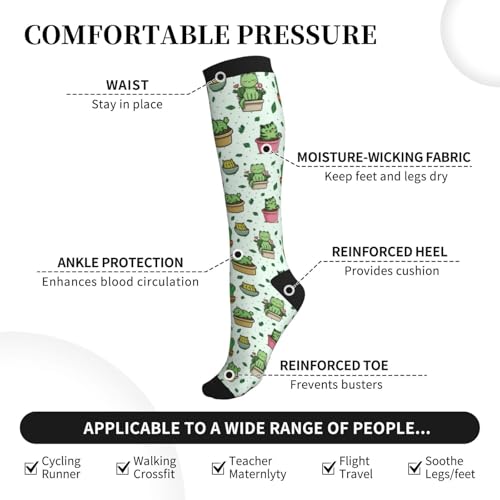 Compression Socks Knee High Support Socks Women Circulation Stockings for Athletic Running Cycling Flying - color: Cat