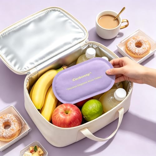 Cerbonny Slim Ice Packs for Lunch Boxes,Reusable, 2 Pack, Lavender Purple - color: Purple