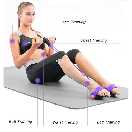 Resistance Band with Pedal Handle 6 Tube Elastic Natural Latex Pull Rope Fitness Bands for Leg Arm Abdomen Waist Stretching Exercising Training - color: Black Pink
