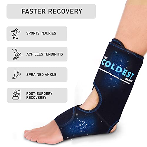 Coldest Foot Ankle Achilles Pain Relief Ice Wrap with 2 Cold Gel Packs | Best for Achilles Tendon Injuries, Plantar Fasciitis, Bursitis & Sore Feet Built for Cold Therapy (2-Pack) - color: 2-Pack