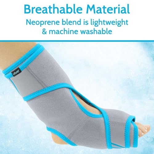 Vive Ankle Ice Pack Wrap - Foot Cold/Hot Compression Brace - Adjustable