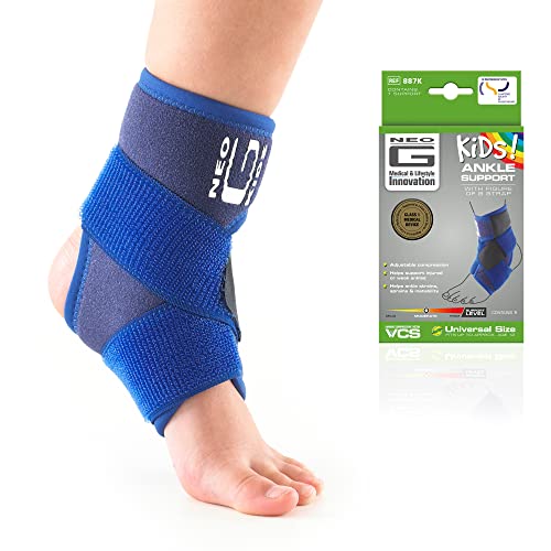 Neo-G Ankle Brace for Kids - Support for Juvenile Arthritis, Joint Pain, Ankle Injuries from Gymnastics, Basketball, Volleyball - Adjustable Compression - Class 1 Medical Device - One Size – Blue