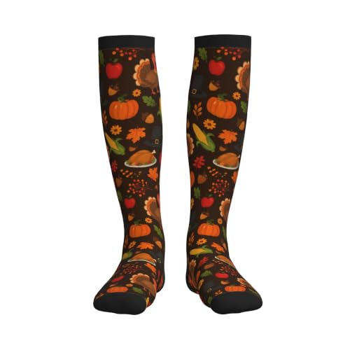 Compression Socks Women and Men 15-20mmHg-Circulation Support Socks for Athletic Running Cycling - color: Turkey Pumpkin