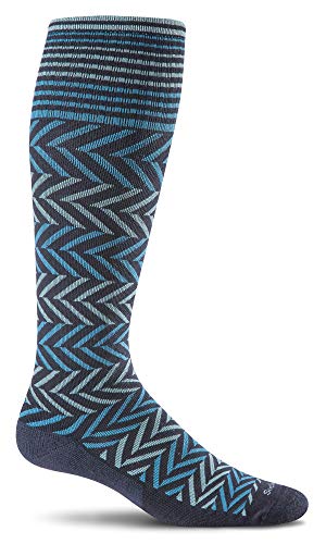 Sockwell Women's Chevron Moderate Graduated Compression Sock - color: Navy, size: Medium-Large