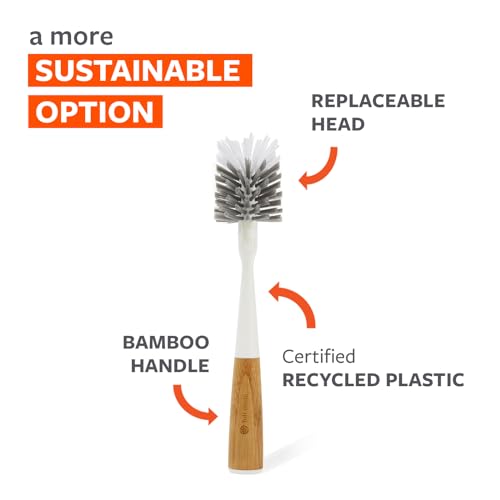 Full Circle Upstanding Bottle Brush, Deep Cleans Water Bottles, White