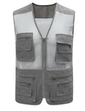 Gihuo Men's Utility Vest Fishing Safari Vest Summer Travel Vest with Pockets - color: Grey, size: Medium