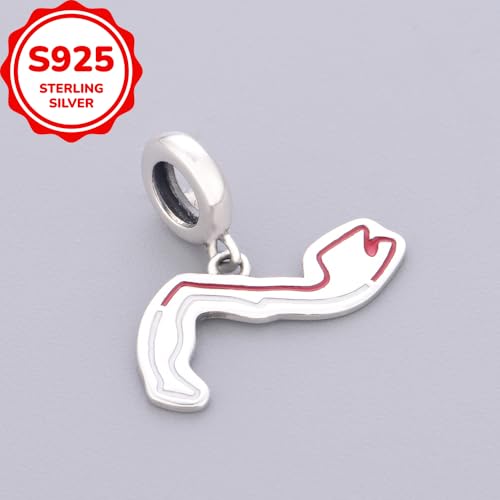 F1&Famous Race Racetrack Charm for Bracelet Necklaces, S925 Sterling Silver Charms, UK Brazil Spain Race Track Charms Jewelry Racing Souvenirs Gift - color: Race Racetrack Q4093