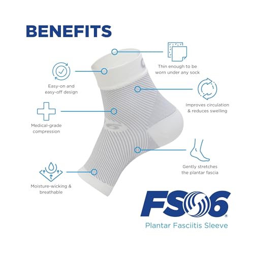 OrthoSleeve FS6 Foot Bracing (Single Sleeve) treats Plantar Fasciitis, Achilles Tendonitis and relieves heel pain in a soft, moisture-wicking fabric - color: Natural, size: Medium