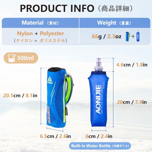 JEELAD Soft Folding Water Bottles TPU Collapsible Flask Ideal for Hydration Vest Running Hiking Cycling Outdoor - color: Black 500ml Handheld Bottle