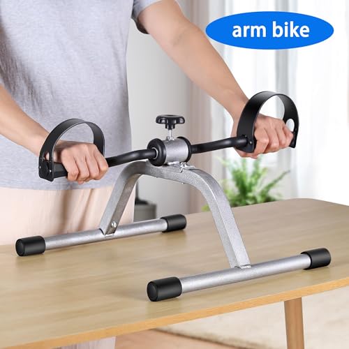 RYGEO Pedal Exerciser Mini Exercise Bike for Leg and Arm Recovery Exercise Lightweight and Portable Floor Bike - color: GREY