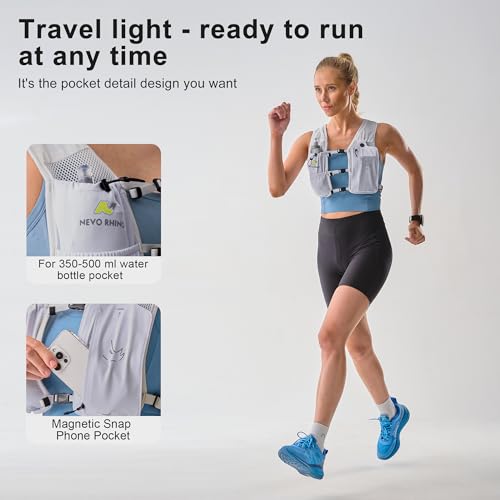 N NEVO RHINO Running Vest with 350ML TPU Soft Flask,Adjustable Chest Straps - color: Gray