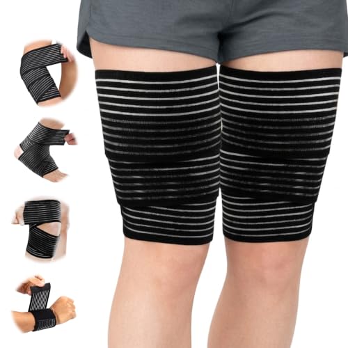 4 Pcs Calf Compression Sleeve, Adjustable Compression Wraps for Legs, Brace & Elastic Supports, Compression Bandage Wrap for Shin Splint Relief, Compression Calf Sleeves Men(Black)