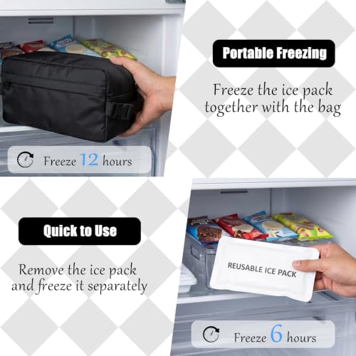 Leakproof Freezable Snack Bag Reusable Cooler Insulated Lunch Box - color: Black