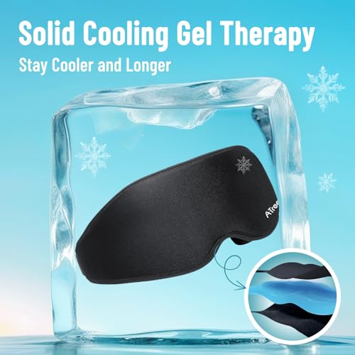Cooling Eye Mask for Puffy Eyes, Ice Eye Pack After Surgery Relief - Reuable Cold Compress for Dry Eye - Comfortable Perfect Fit Gel Sleep Mask (Black of 3D) - color: Black of 3d