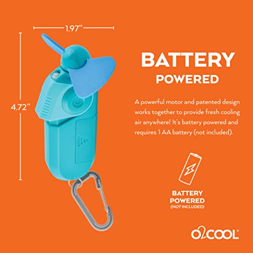 O2COOL Small Sport Misting Fan with Carabiner Clip 2-Pack Teal - color: Teal, size: 2 Packs