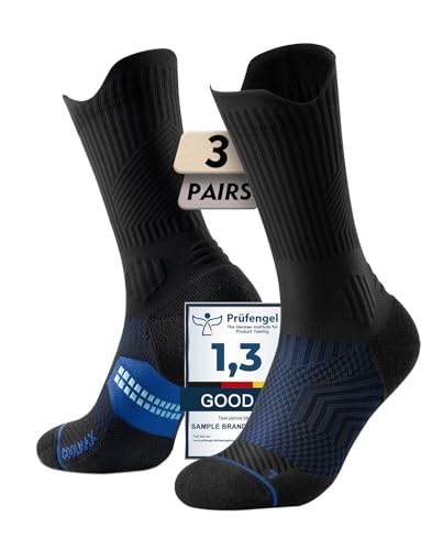 Juclise Men's Compression Running Crew Socks, 3 Pairs - color: Gradient Blue, size: Medium