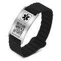 Medical Bracelets for Men Women with QR Code Medical Alert ID Bracelets - color: Agate Black Silver