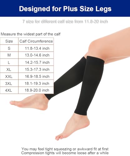 SUJAYU Leg Compression Sleeve Calf Compression Sleeve Women Men, 1 Pair Footless Compression Socks Shin Compression Sleeve - color: Black, size: X-Large