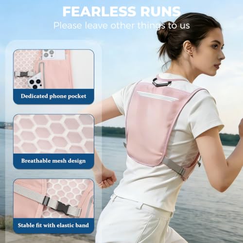 Running Hydration Vest, Adjustable Chest Straps Running Vest for Women Men with 500ml Soft Flask - color: Pink