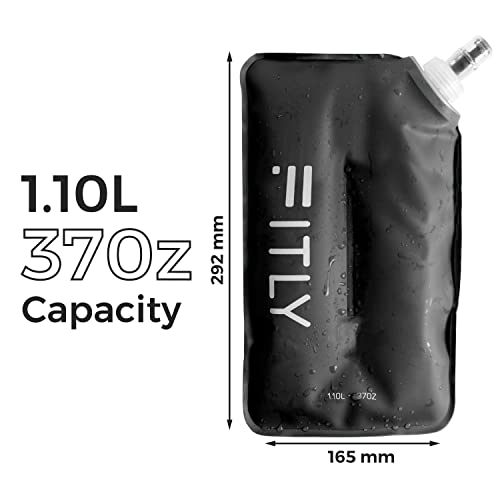 FITLY Soft Flask Running Water Bottle - Collapsible Hydration Flask - color: Black, size: 5.1 Ounces