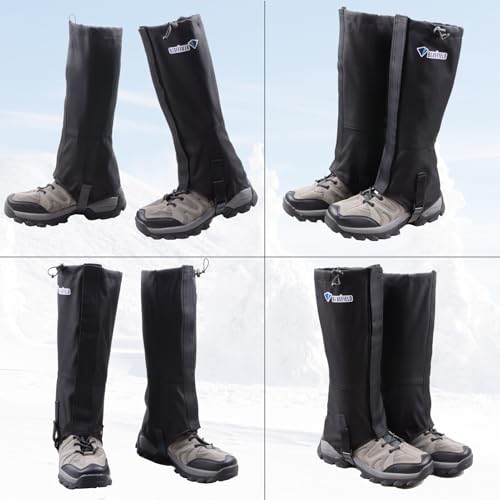Azarxis Hiking Gaiters for Outdoor Hunting Walking Backpacking Women Men Ankle Leg Guard Boot Legging Cover Snow Waterproof - color: #01 Dark Grey