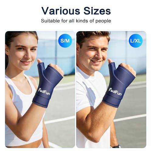 Wrist & Thumb Ice Pack Wrap- Upgraded Reusable Hot Cold Compress Hand Ice Pack for Carpal Tunnel Pain Relief, Tendonitis, Sports Injuries Swelling,Man&Woman, Size L/XL,Blue - size: L/XL-Pro Max