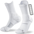 Rahhint Running Socks Crew for Long Run Coolmax Targeted Cushioned - color: White, size: 13-16
