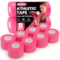 NUITPY 8 Rolls Athletic Tape, Pink Sports Tape, Easy Tear Wrist Tape - color: Pink-8 Rolls