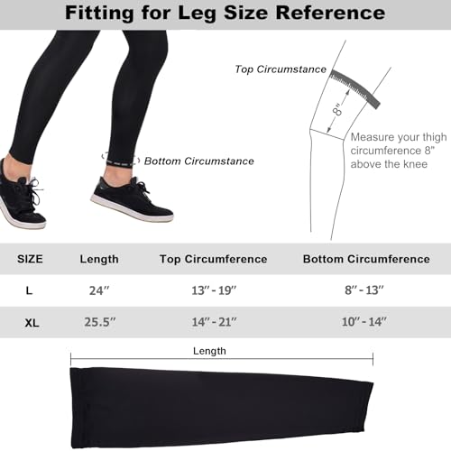 1 Pair Compression Leg Sleeves Sun Protection Leg Sleeves for Bike Cycling Hiking Running Basketball Sports, Full Length - color: Large