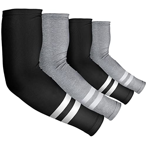 Geyoga 4 Pairs Arm Sleeves for Men Women - color: Black, Gray
