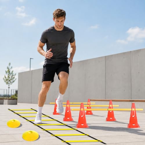 Hurdle Ladder Triangle Marker Cone Pad Disk Hurdle Multifunctional Set