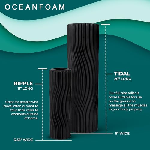 Oceanfoam Tidal Roller - Muscle Massage Foam Roller for Exercise (Black)