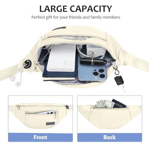 Crossbody Bag Fanny Pack for Women Travel Essential with Adjustable Strap - color: Beige, size: Large