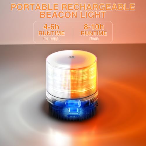 Nilight 18LED Strobe Lights Amber White Wireless Rotating Beacon Light - color: Amber White