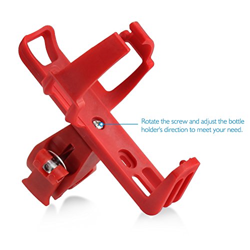 Accmor Bike Water Bottle Holders No Screws, Universal Bike Cup Holder, 360 Degree Rotatable Bike Water Bottle Cage, Water Bottle Holders for Kids Bike Adult Bike, Red - color: Red