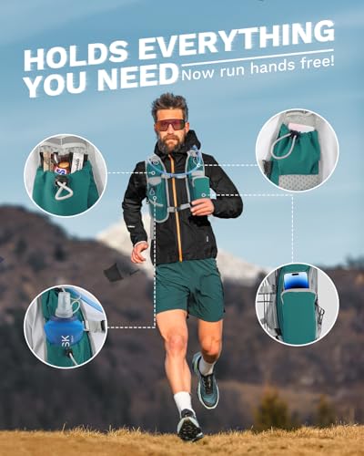 Running Vest for Women and Men, Hydration Running Backpack, Runners Vest, Hydration Vest, with Front Phone Holder, Adjustable Chest and Waist Strap - color: Dark Green, size: Only Backpack