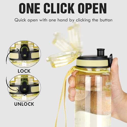 OLDLEY Water Bottle, 32oz Motivational Sports Water Bottle with Time Marker - color: Clear Star