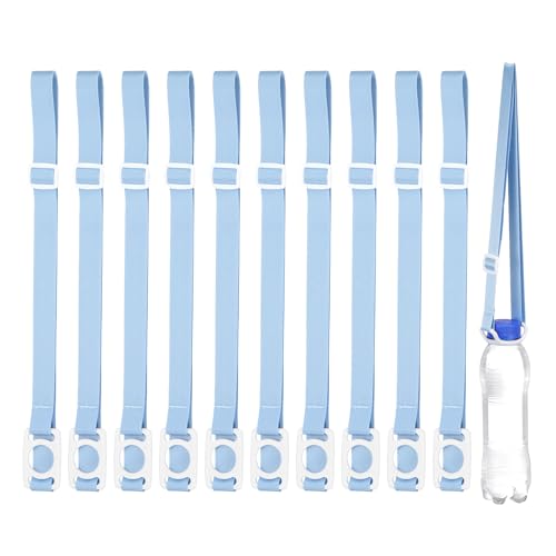 PATIKIL Water Bottle Lanyard, Adjustable Holder Shoulder Strap with Ring Buckle Carrier Clips for Walk Outdoor - color: Blue/White