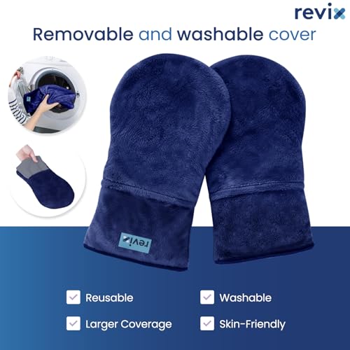 REVIX Moist Heat Hand Warmers Glove, Microwavable Mittens for Finger, Navy - color: Navy