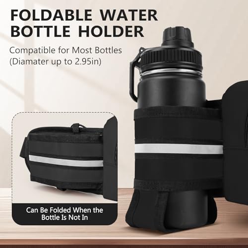 Fanny Pack for Men Women Waist Bag with Water Bottle Holder for Hiking, Travel,Dog Walking, Workout (Black) - color: Black