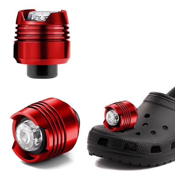 Rechargeable Clog Lights 2PCS, LED Shoe Clip Flashlight with 3 Modes, Waterproof Shoe Charm Accessories for Walking, Running, Camping – Adults & Kids (6 Colors) - color: Red
