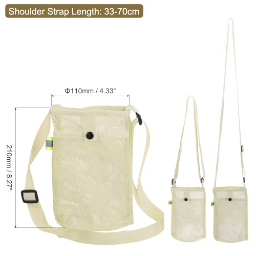Uxcell Water Bottle Holder With Adjustable Shoulder Strap, Carrier Bag, Mesh Crossbody Carrier With Pocket for Sports, Hiking, Walking, Travel - color: Yellow