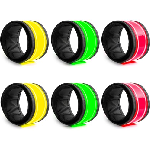 LOBKIN Safety Bracelets, LED Slap Armband Kids Walking at Night Safe LED Wrist Light Reflective Belt, Magic Band Running Lights - color: Red Yellow Green