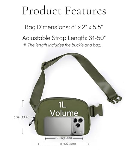 YOSHUYUKI Cross Body Fanny Packs for Women Men Fashion Waist Bag Pouch Nylon Small Travel Crossbody Bags Mini Purse Everywhere Belt Bag Bum Bag with Adjustable Strap for Running Hiking Dim Olive - color: Dim Olive