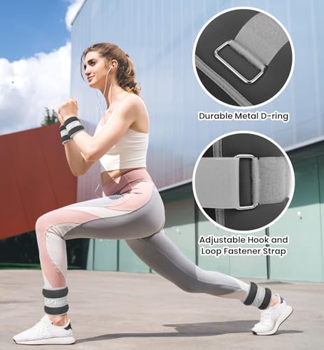 Ankle Weights A Pair of 1/2/3/4/6/8/10/12/20 LBS Wrist Leg Arm Weights for Women Men with Straps, Strength weighted for Physical Therapy Running Walking Home Fitness Gym Workout Weight Loss - color: Grey