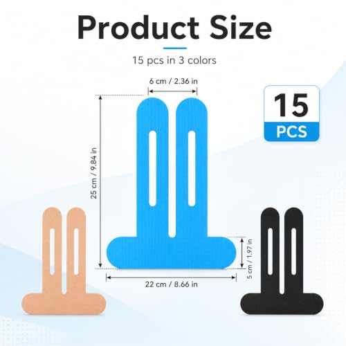 15 Pcs Precut Kinesiology Tape for Knees(3 Colors)