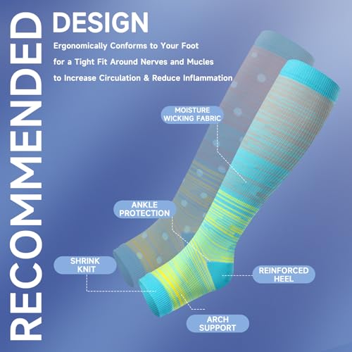 bropite Open Toe Compression Socks for Women，3 Pairs Toless Knee-High Socks - color: A-lightstripe Open, size: XX-Large
