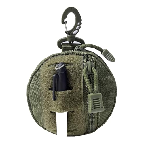 1000D Laser Cut Coin EDC Pouch Change Purse Tactical Round Zipper Bag - color: Army Green